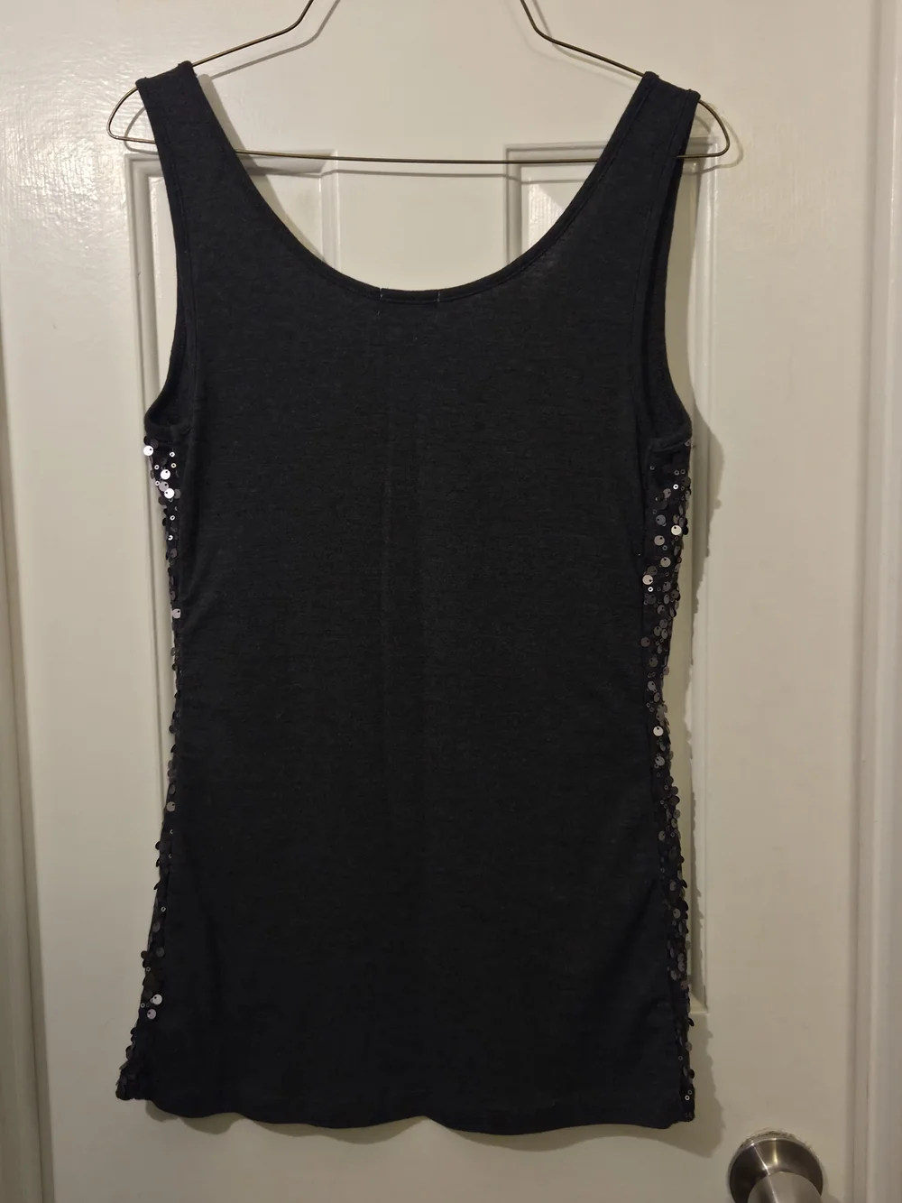 Old Navy Women's Charcoal Sequin Sleeveless Tank Top Sparkle Camisole. Size L. - Picture 9 of 12